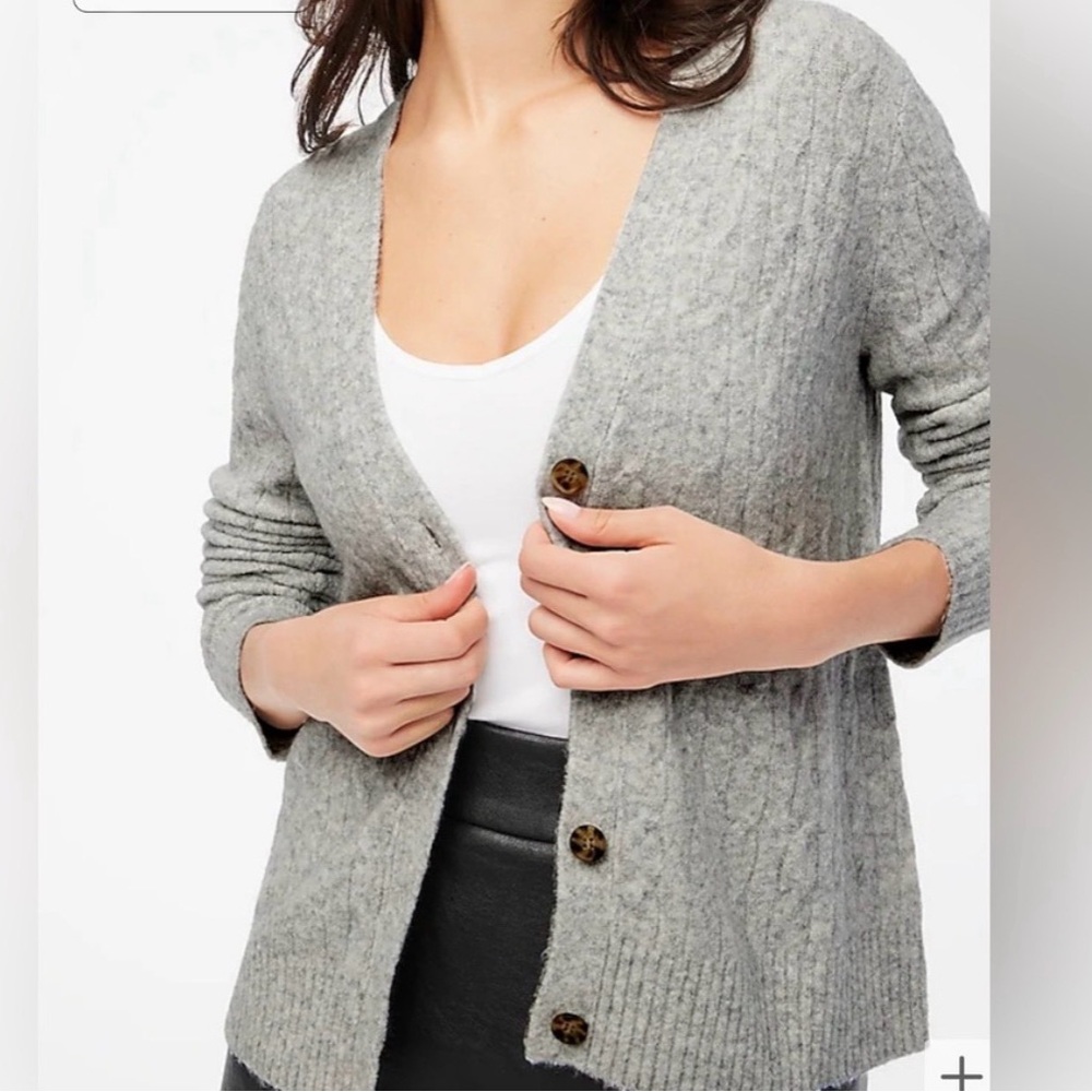 J. Crew Women's Light Gray Cable Knit Cardigan
